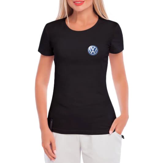 Футболка женская Globuspioner классическая Volkswagen Mini Sign черная принт спереди