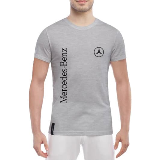 Футболка мужская Globuspioner классическая Mercedes-Benz Big Logo Vertical серый спереди