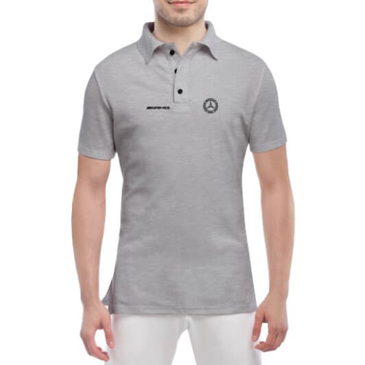 Футболка мужская Globuspioner поло Mercedes-Benz AMG Mini Logo серый спереди