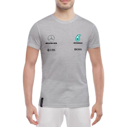 Футболка чоловіча Globuspioner класична Mercedes-Benz Logos сіра принт спереду