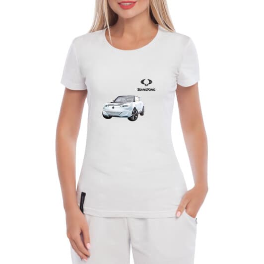 Футболка женская Globuspioner классическая SsangYong Car белая принт спереди