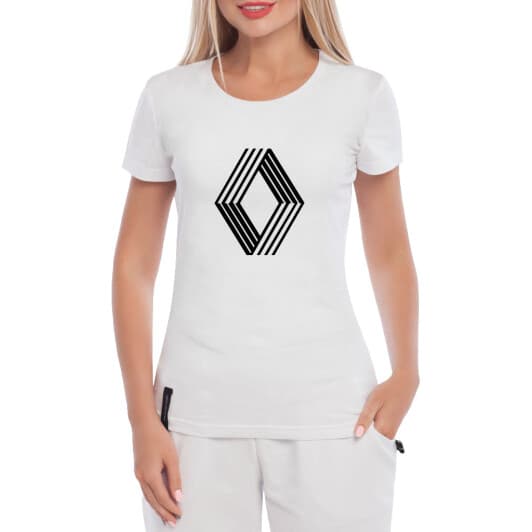 Футболка женская Globuspioner классическая Renault Big Logo белая принт спереди