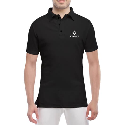 Футболка чоловіча Globuspioner поло Renault Logo чорна принт спереду