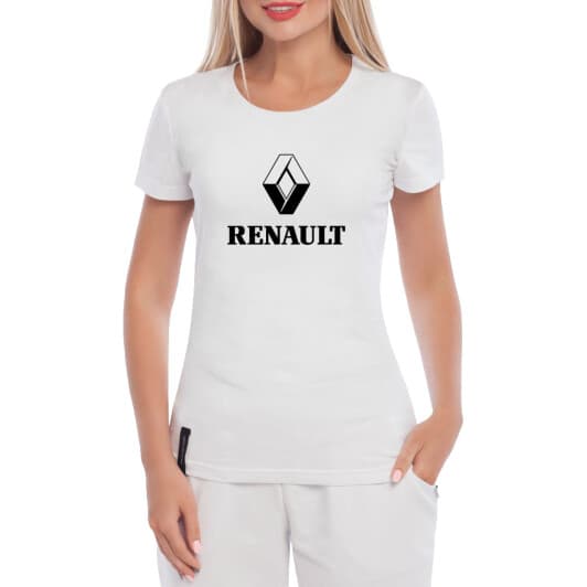 Футболка жіноча Globuspioner класична Renault Logo біла принт спереду