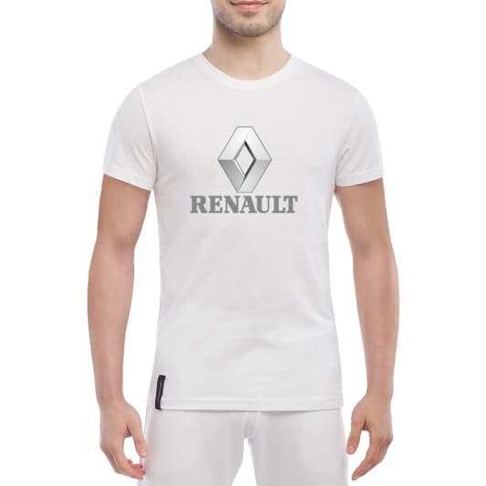 Футболка мужская Globuspioner классическая Renault Wide Logo Silver белый спереди