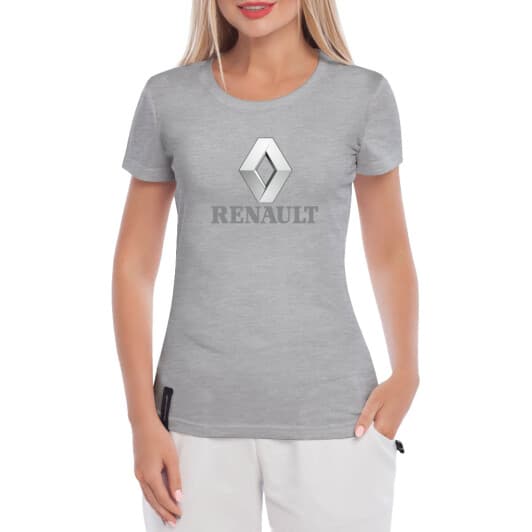 Футболка женская Globuspioner классическая Renault Wide Logo Silver серая принт спереди