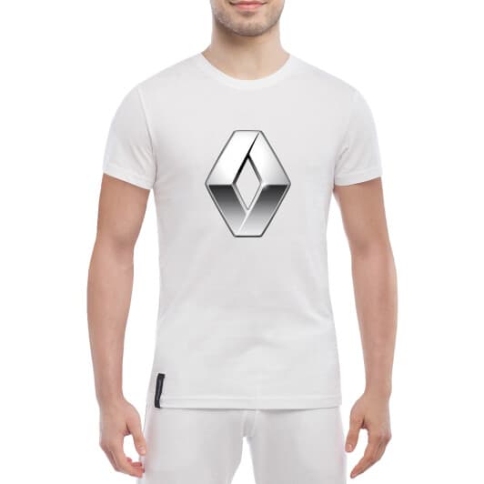 Футболка мужская Globuspioner классическая Renault Big Logo Silver белый спереди
