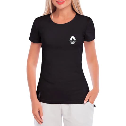 Футболка женская Globuspioner классическая Renault Mini Logo черная принт спереди