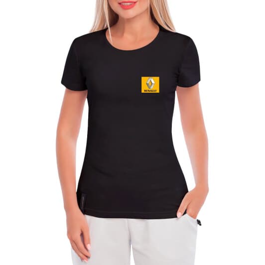 Футболка жіноча Globuspioner класична Renault Mini Logo Yellow чорна принт спереду