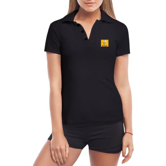 Футболка жіноча Globuspioner поло Renault Mini Logo Yellow чорна принт спереду