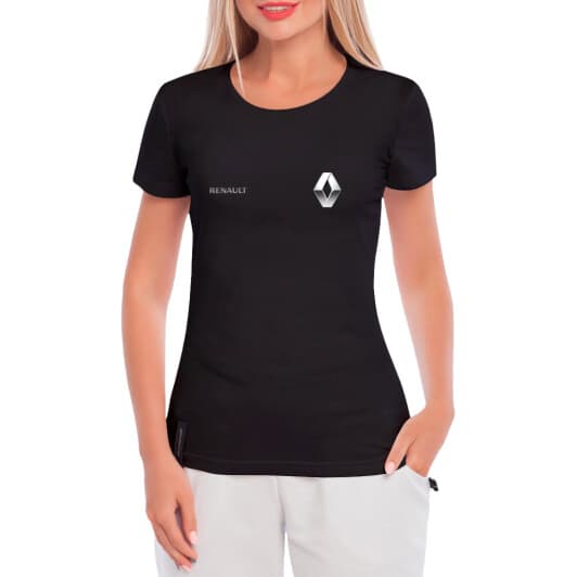 Футболка жіноча Globuspioner класична Renault Mini Sign Silver чорна принт спереду