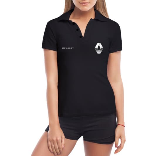 Футболка женская Globuspioner поло Renault Mini Sign Silver черная принт спереди
