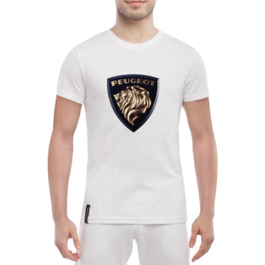 Футболка мужская Globuspioner классическая Peugeot Golden Lion белый спереди
