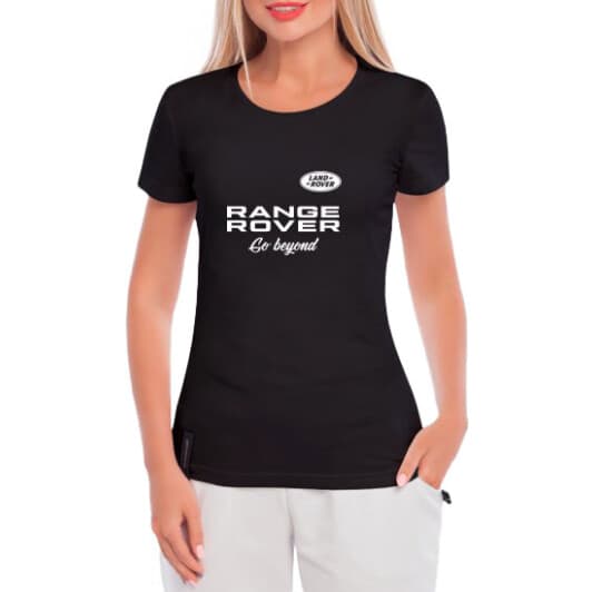Футболка женская Globuspioner классическая Land Rover Go Beyond черная принт спереди