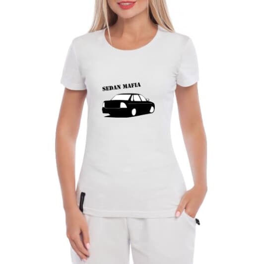 Футболка жіноча Globuspioner класична Lada Sedan Mafia біла принт спереду