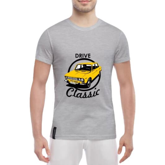 Футболка чоловіча Globuspioner класична Lada Drive Classic сіра принт спереду