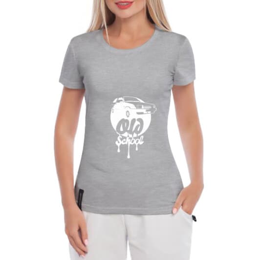 Футболка жіноча Globuspioner класична Lada Old School сіра принт спереду
