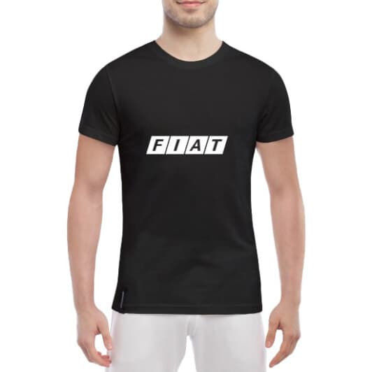 Футболка чоловіча Globuspioner класична Fiat Big Logo Squares чорна принт спереду