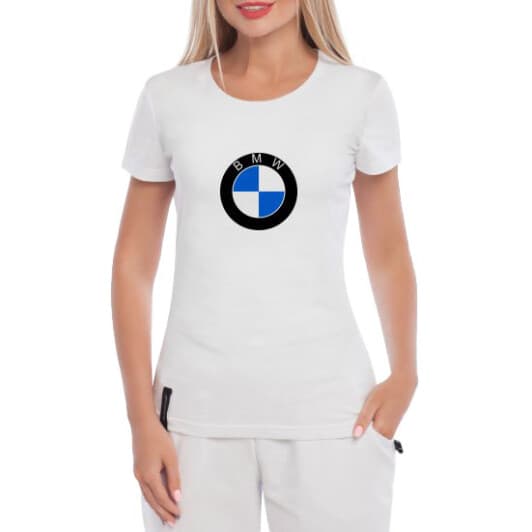 Футболка женская Globuspioner классическая BMW Big Logo Classic белая принт спереди