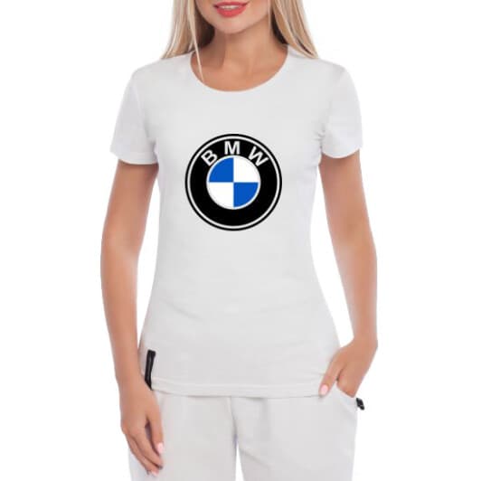 Футболка женская Globuspioner классическая BMW Big Logo Classic v2 белая принт спереди