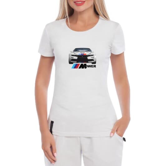 Футболка женская Globuspioner классическая BMW RZ-M6 белая принт спереди