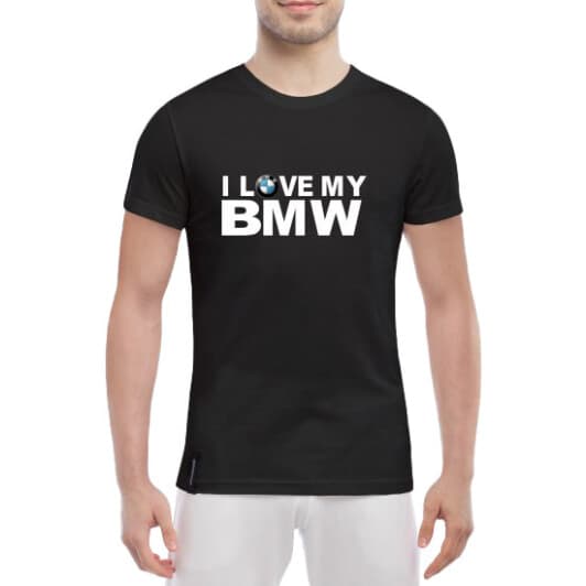 Футболка чоловіча Globuspioner класична I love My BMW v2 чорна принт спереду