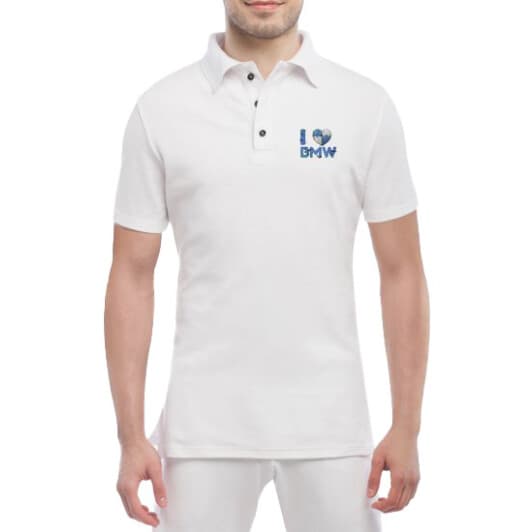Футболка мужская Globuspioner поло I love BMW v2 белый спереди