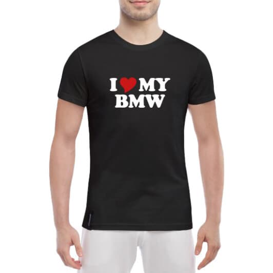 Футболка чоловіча Globuspioner класична I love My BMW v3 чорна принт спереду