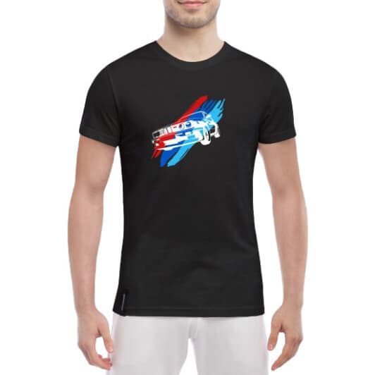 Футболка чоловіча Globuspioner класична BMW 5-Series E34 чорна принт спереду