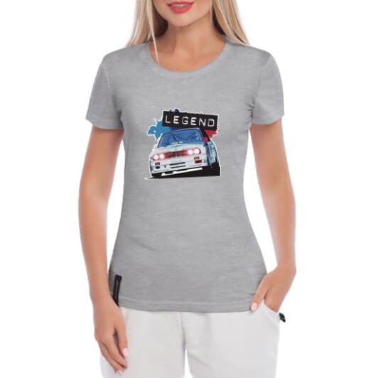 Футболка женская Globuspioner классическая BMW M3 Legend серая принт спереди
