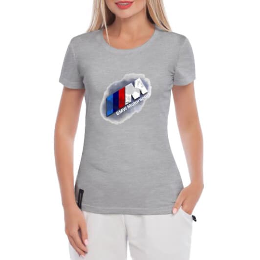 Футболка жіноча Globuspioner класична BMW M MotorSport сіра принт спереду