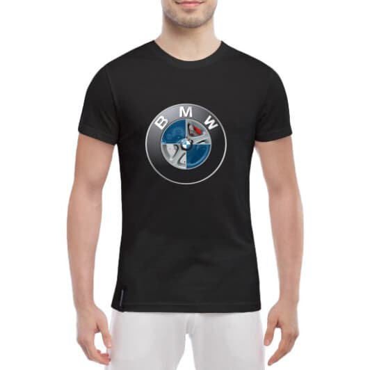 Футболка мужская Globuspioner классическая BMW Wheel черный спереди
