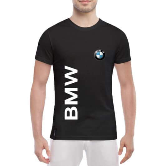 Футболка мужская Globuspioner классическая BMW Big Logo Vertical черный спереди