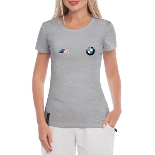 Футболка женская Globuspioner классическая BMW M Mini Logo серая принт спереди