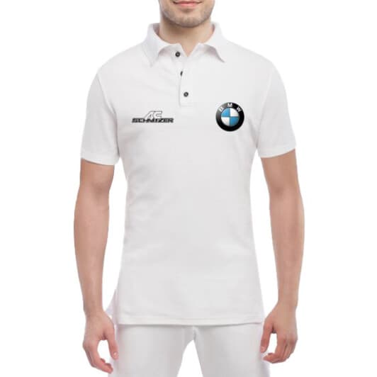 Футболка мужская Globuspioner поло BMW AC Schnitzer белый спереди