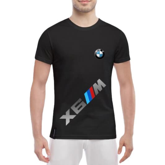 Футболка чоловіча Globuspioner класична BMW X6 Big Logo Vertical чорна принт спереду