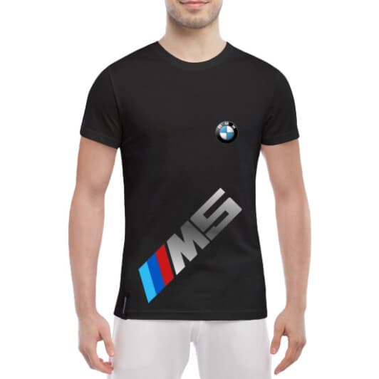 Футболка мужская Globuspioner классическая BMW M5 Big Logo Vertical черный спереди