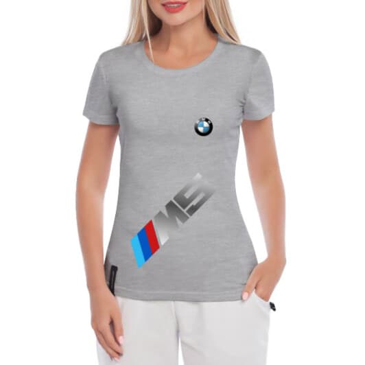 Футболка жіноча Globuspioner класична BMW M5 Big Logo Vertical сіра принт спереду