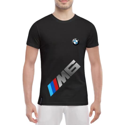 Футболка мужская Globuspioner классическая BMW M6 Big Logo Vertical черный спереди
