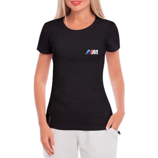 Футболка женская Globuspioner классическая BMW M Mini Sign черная принт спереди