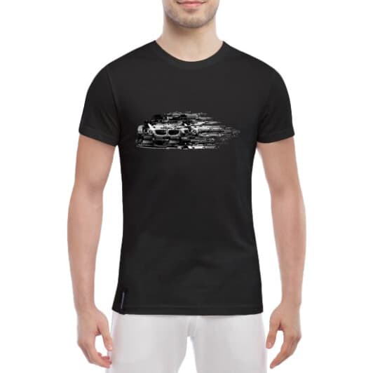Футболка чоловіча Globuspioner класична BMW E92 M3 Glitch чорна принт спереду