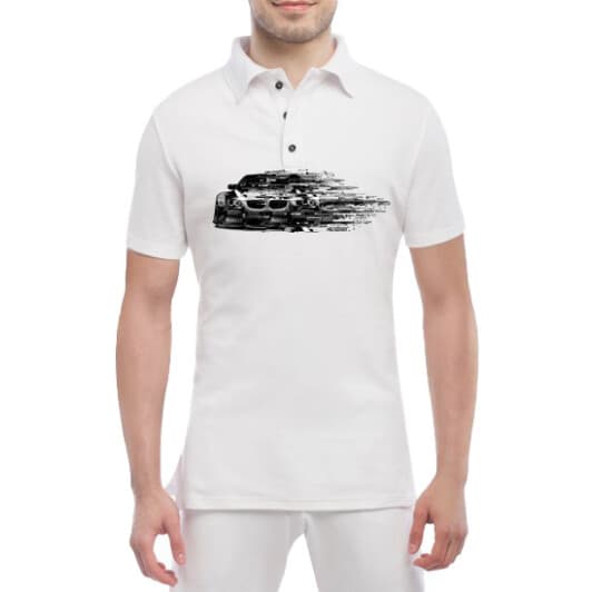Футболка мужская Globuspioner поло BMW E92 M3 Glitch белый спереди
