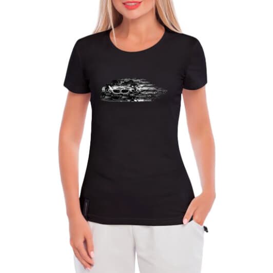 Футболка жіноча Globuspioner класична BMW E92 M3 Glitch чорна принт спереду