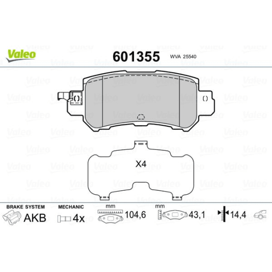 601355 Valeo Гальмівні колодки