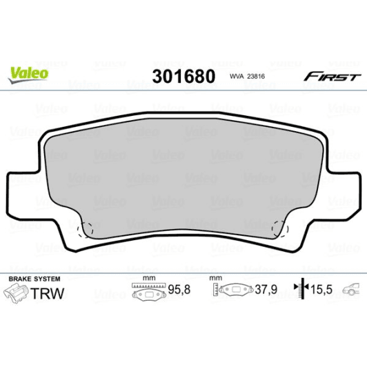 301680 Valeo Тормозные колодки для Toyota Corolla