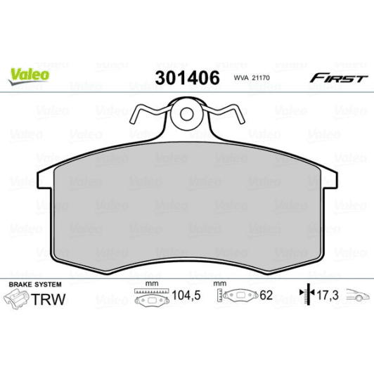 301406 Valeo Тормозные колодки