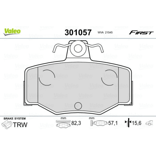 301057 Valeo Тормозные колодки
