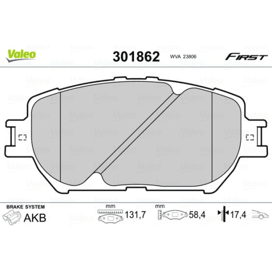 301862 Valeo Тормозные колодки