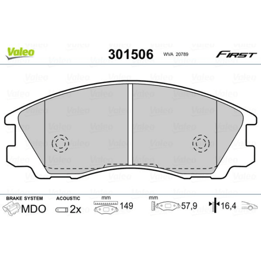 301506 Valeo Тормозные колодки для Hyundai Terracan