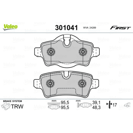 301041 Valeo Тормозные колодки